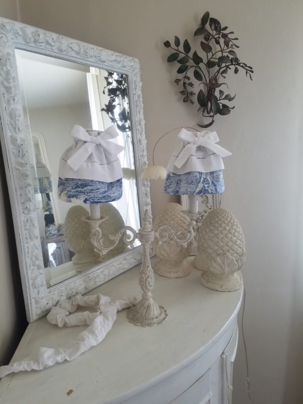 Lampe Shabby toile de jouy